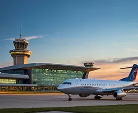 Close to the international airport